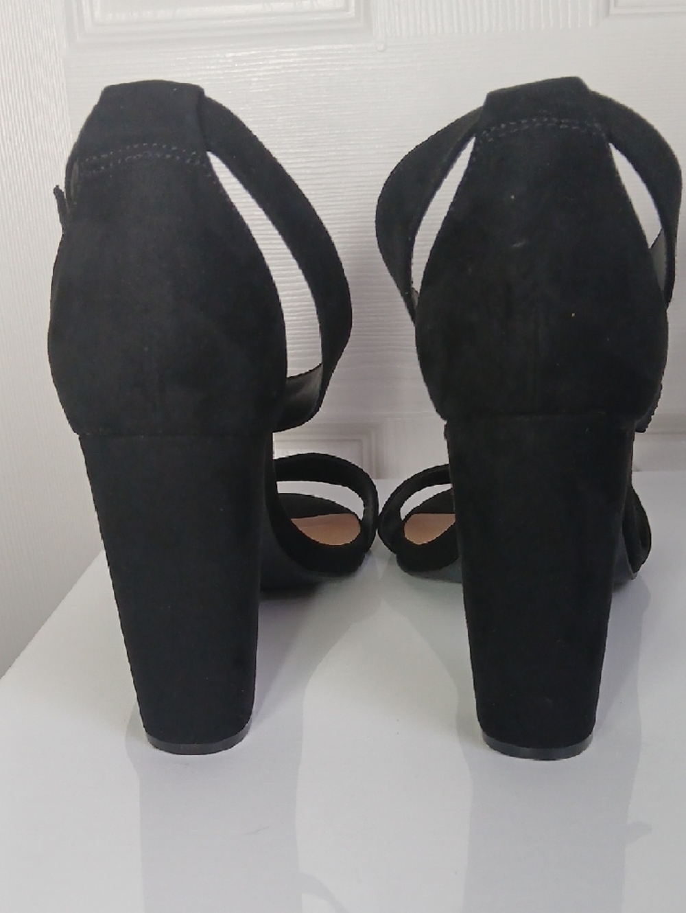 Torrid Black Suede Ankle-Strap Open-Toe Block Heels Size 10W - Picture 8 of 16